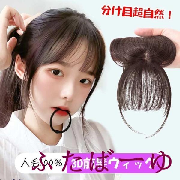 3D構造前髪ウィッグ 人毛100％ 分け目 手植え 用 ヘアピース 女性 部分ウイッグ かつら 付け...