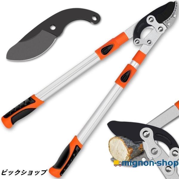 園芸用ばさみ 太枝切鋏 切断径55mm 強力型 剪定ばさみ テコ式伸縮長さ69-103cｍ 高枝切り...