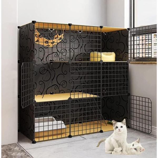 猫 ケージ 大型猫 ケージ 3段 DIYコンビネーション脱走防止 ，キャットケージ 大型組立簡単折り...