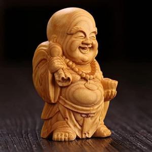 仏像 木彫り ミニ 布袋様 置物 ツゲ製高級木彫...の商品画像