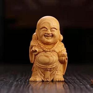 仏像 木彫り ミニ 布袋様 置物 ツゲ製高級木...の詳細画像3