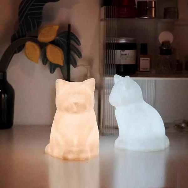 猫 ライト 間接照明 おやすみ 2色切替 単品 ネコ ねこ テーブルランプ 照明 錦 インテリア お...