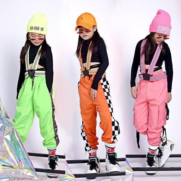 キッズ ダンス衣装 ヒップホップ HIPHOPチアガール セットアップダンスパンツ 子供ガールズ ジ...