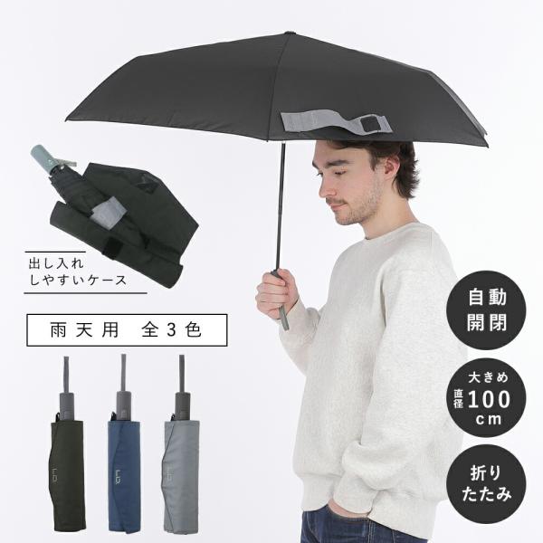 自動開閉式 折りたたみ傘 メンズ アンブレラ 雨傘 55cm 大きい 自動開閉式 無地 折り畳み傘