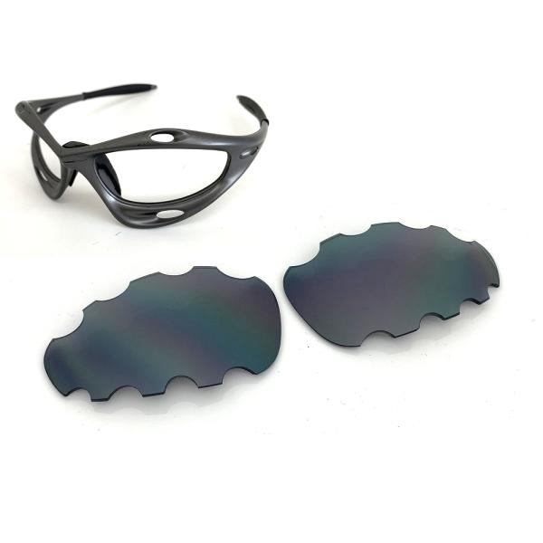 LINEGEAR オークリー 第2世代レーシングジャケット用交換レンズ ベント付き フラッシュブラッ...