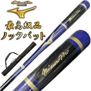 【1本入れバットケース付き】パステルネイビー ミズノプロ 野球 木製 ノックバット オリジナルデザイン 91cm 平均550g ラッピング不可 BC1-MBAT02｜liner