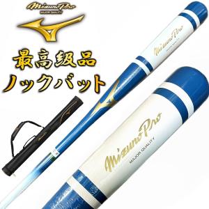 【1本入れバットケース付き】ブルー×ホワイト ミズノプロ 野球 木製 ノックバット オリジナルデザイン 91cm 平均550g ラッピング不可 BC1-MBAT04｜liner