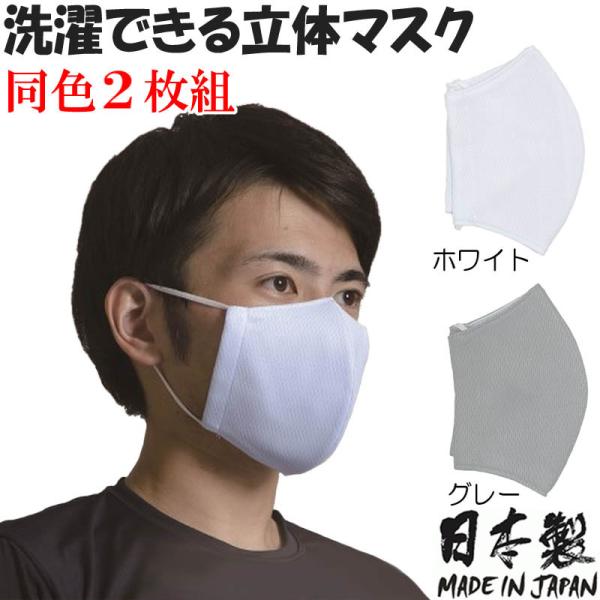 [同色2枚セット] レワード マスク 立体エチケットマスク 日本製 洗濯可 内側メッシュ 男性用 女...