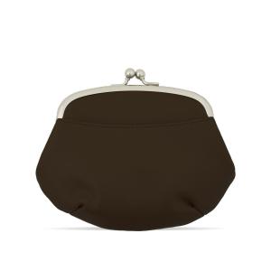 Dom Teporna がまぐち財布 本革 親子がま口 レトロでかわいい レディースウォレット お札入れ 内側がまぐち小銭入れ カードポケット ダークブラウン