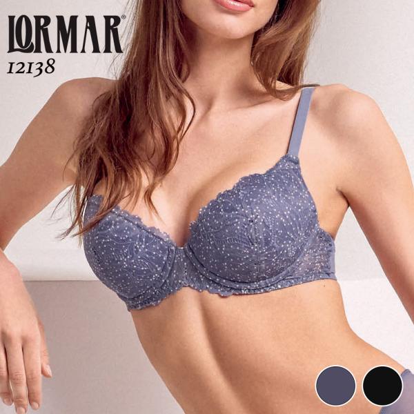 LORMARミス 12138  イタリア直輸入 3/4カップブラ ドットプリントレース シースルーチ...