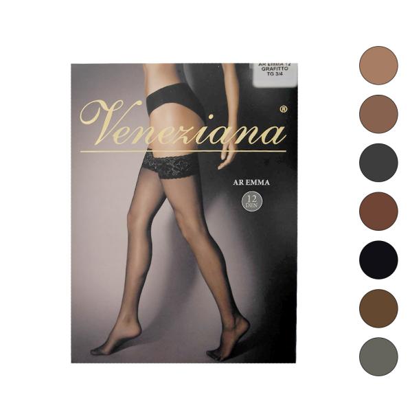 Veneziana エマ12 ガータータイツ ライクラファイバー 12デニール 薄手 透け感あり セ...