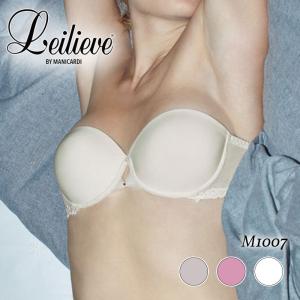 Leilieve／レイリエヴ DESIRE イタリア ストラップレスブラ ストレッチ ドットチュール マイクロファイバー ラインストーン 花モチーフ｜lingerie-felice