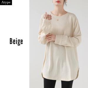 ロングTシャツ レディース 長袖 ワッフル カ...の詳細画像5