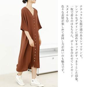 シャツワンピース 春 夏 秋 大きいサイズ ロ...の詳細画像1