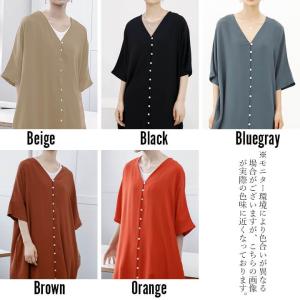 シャツワンピース 春 夏 秋 大きいサイズ ロ...の詳細画像2