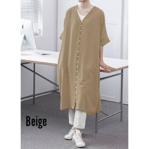 シャツワンピース 春 夏 秋 大きいサイズ ロ...の詳細画像4