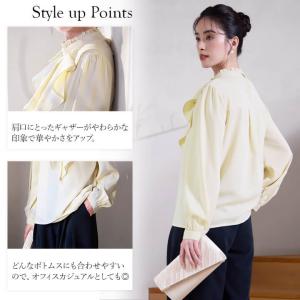ブラウス レディース トップス 長袖 白 黒 ...の詳細画像4