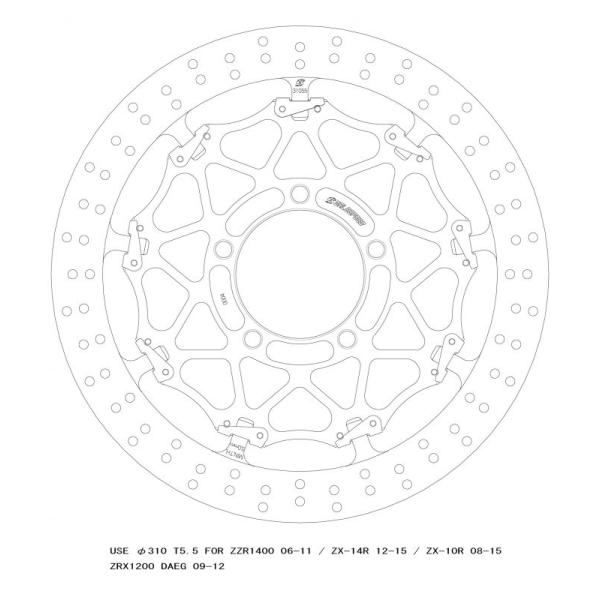 GSBDF0004R クロスロックディスクローター フロント φ310 T=5.5 右 F)ZX-1...