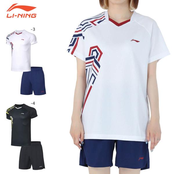【特価】LI-NING AATQ087 ゲームシャツ+パンツセット バドミントンウェア(ユニ/メンズ...
