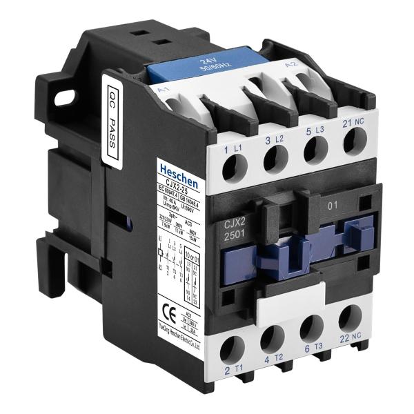 Heschen 電磁接触器, CJX2-2501, 24V 50/60Hzコイル, 3P, 3極, ...