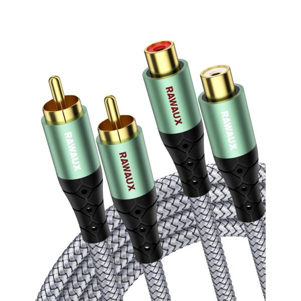 RAWAUX 2RCA 延長ケーブル サブウーファーケーブル 2RCA オス to メス ナイロン編...