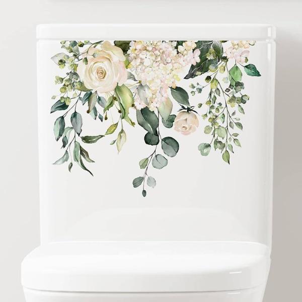 メシカー トイレ便器ウォールステッカー可愛い壁シール 緑の藤 観葉植物 花猫 トイレタンク飾り pv...