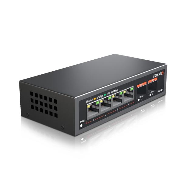 FOXNEO 2.5gbps スイッチングハブ 6ポート（4x2.5G RJ45と2x10G SFP...