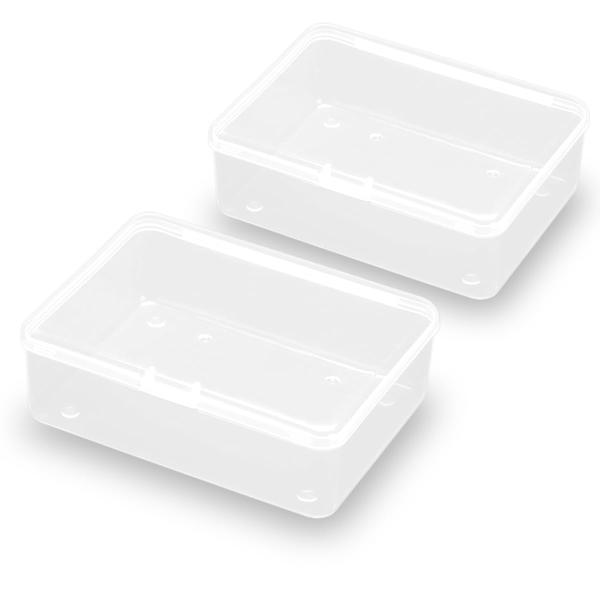 Farmer Mani 2つのモダンな長方形プラスチック収納ボックス、小物、ビーズ、ゲームパーツ、名...