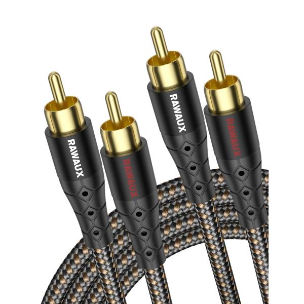 RAWAUX RCA ケーブル 1M RCAオーディオケーブル 24k金メッキ 2RCA to 2R...
