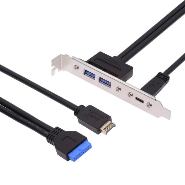 Cablecc 内蔵マザーボード 19ピン &amp; タイプE から 5Gbps デュアルポート (USB...