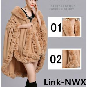 冬物 ふわふわ フェイクファーケープコート ポンチョコート
