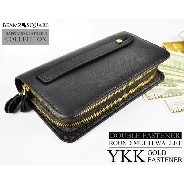 長財布 ブランド 牛革 ラウンドファスナー 本革 ロングウォレット メンズ 人気 ブラック レザー ...