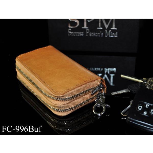 キーケース ブランド 牛革 水牛革 バッファローレザー 本革 6連キーホルダー メンズ ラウンドファ...