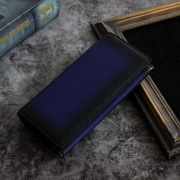 財布 長財布 メンズ レディース 札入れ レザー 本革 ネイビー 陰影 加工 本革 おしゃれ かっこ...