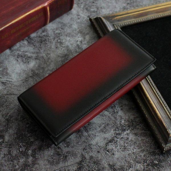 財布 長財布 メンズ レディース 札入れ レザー 本革 ワインレッド 陰影 加工  本革 おしゃれ ...