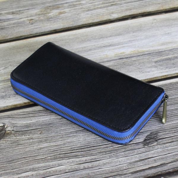 財布 長財布 メンズ レディース 砂地 レザー 本革 ネイビー 日本製 イタリアンレザー おしゃれ ...