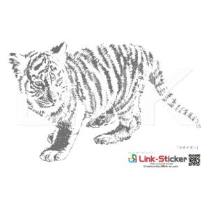 【ハガキサイズ】ウォールステッカー動物「子タイガー」トラ　日本製【リンクステッカー／st0201hy】｜link-st