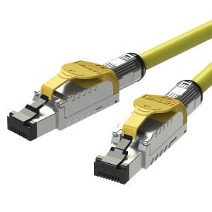 Cat8 イーサネット パッチケーブルS/FTP 4ペア 22AWG スクリーン単線ケーブル2Ghz 最大40Gbps LANネットワーク 40G構造ワイヤー 1M 黄色｜linkup-japan