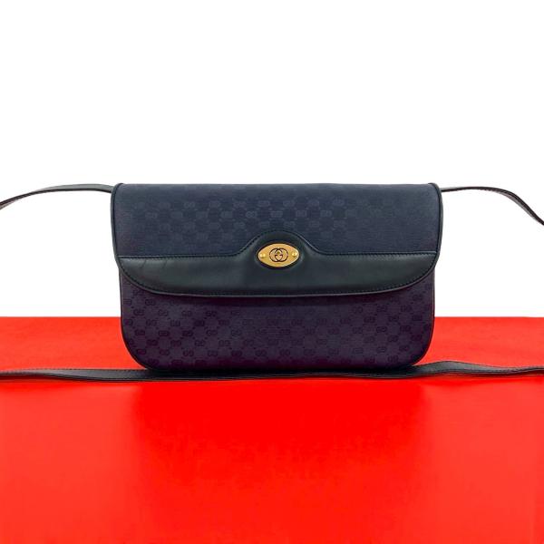極美品 GUCCI グッチ オールドグッチ ヴィンテージ マイクロGG ロゴ 金具 レザー ショルダ...