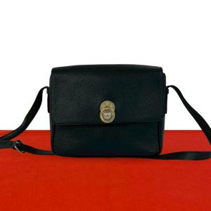 極 美品 CELINE セリーヌ ヴィンテージ スターボール 金具 レザー 本革 ショルダーバッグ ポシェット サコッシュ ブラック 195-6