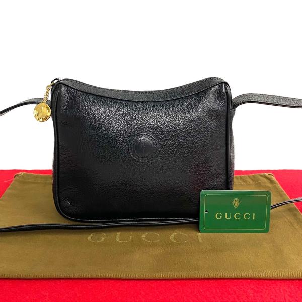 極 美品 GUCCI グッチ オールドグッチ ヴィンテージ GG ロゴ チャーム 金具 レザー ミニ...