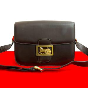 極 美品 希少品 CELINE セリーヌ ヴィンテージ 馬車金具 レザー 本革  