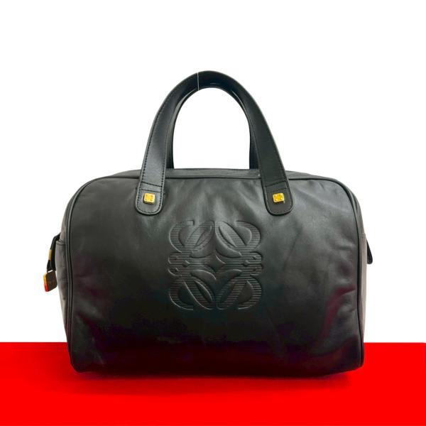 極 美品 LOEWE ロエベ アマソナ 28 アナグラム ロゴ レザー 本革 ハンドバッグ ミニ ボ...