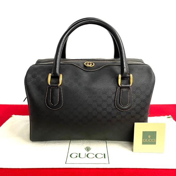 極 美品 GUCCI グッチ オールドグッチ ヴィンテージ マイクロ GG ロゴ レザー ハンドバッ...