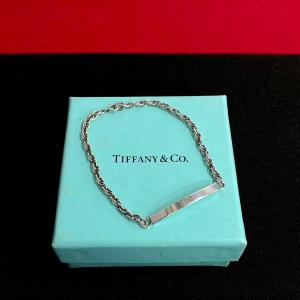 極 美品 箱付 TIFFANY&Co. ティファニー シルバー925 チェーン ID ブレスレット バングル アクセサリー レディース メンズ シルバー 42051｜linkvintage