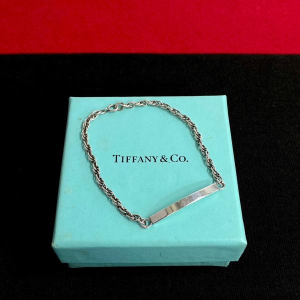 極 美品 箱付 TIFFANY&amp;Co. ティファニー シルバー925 チェーン ID ブレスレット ...