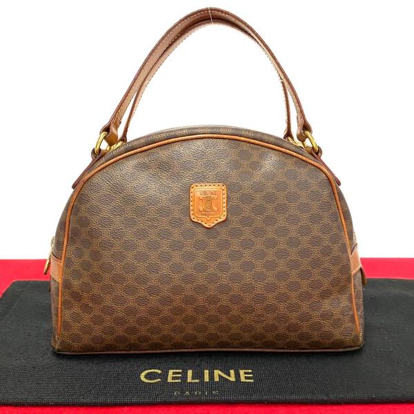 極 美品 CELINE セリーヌ ヴィンテージ マカダム ブラゾン トリオンフ 柄 レザー 本革 ハ...