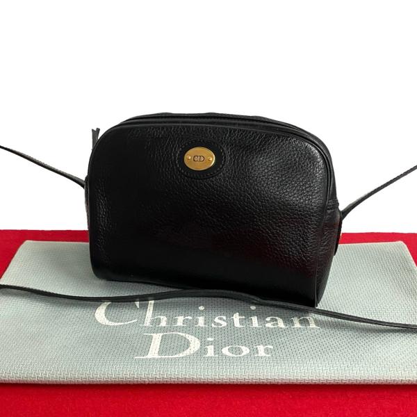 ほぼ未使用 極 美品 Christian Dior ディオール ヴィンテージ ロゴ レザー ミニ シ...