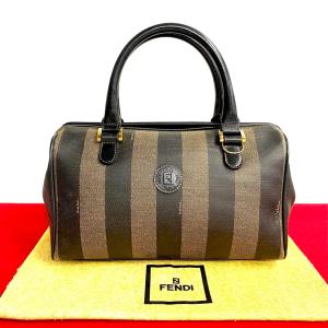 極 美品 FENDI フェンディ ヴィンテージ ぺカン 柄 ロゴ レザー 本革 