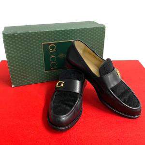 美品◎GUCCI グッチ 100 0255／1 ホースビット レザー ローファー 